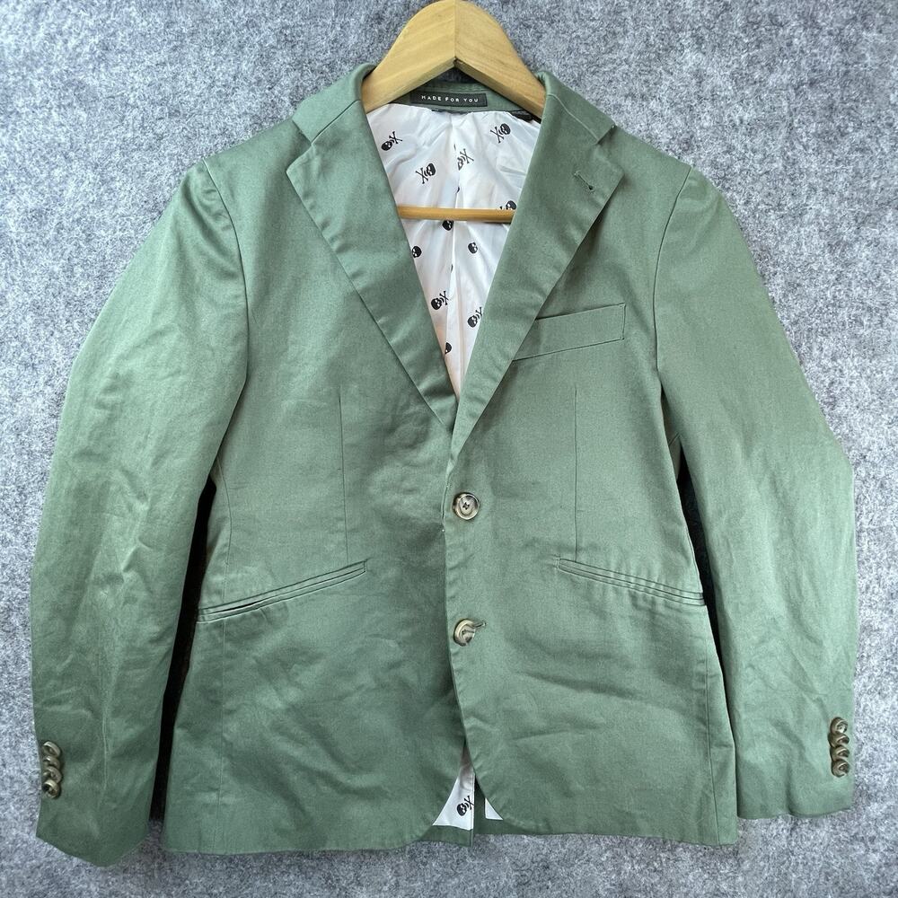 Indochino Blazer Men Green Extra Small Go Ducks Made For You Skull Lining Casual